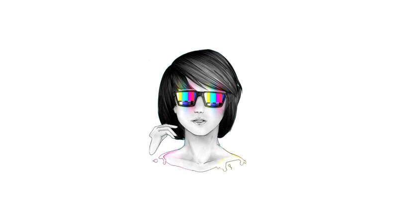 person with test pattern glasses