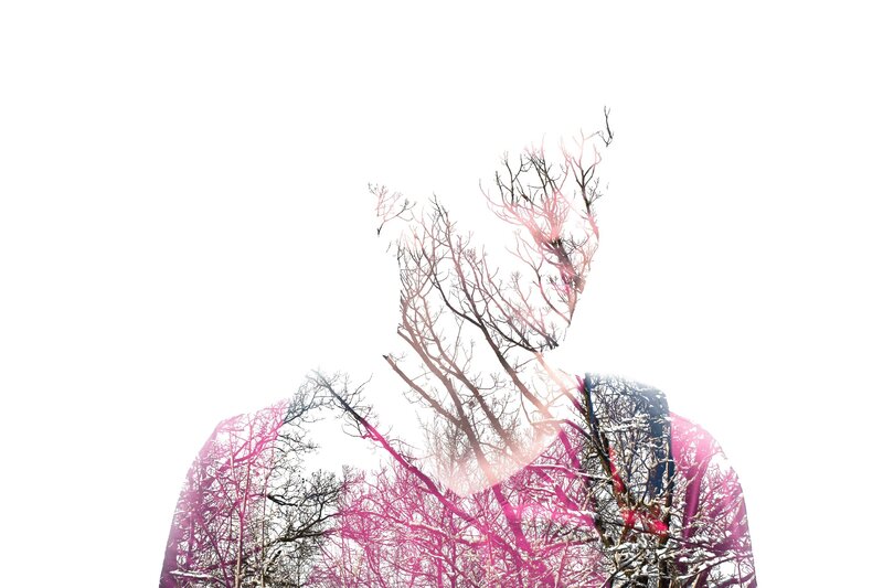 Person with Tree Branches — White
