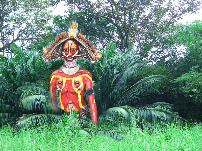 Person with Tribal Body Paint — Green