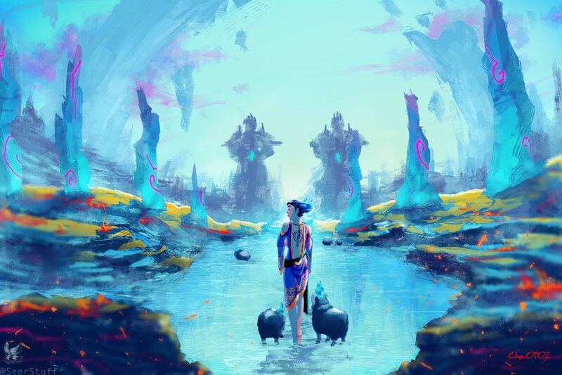 Person with Two Creatures