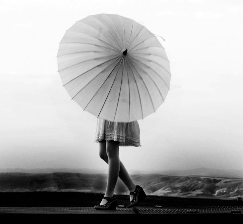 Person with Umbrella — Black, Serene