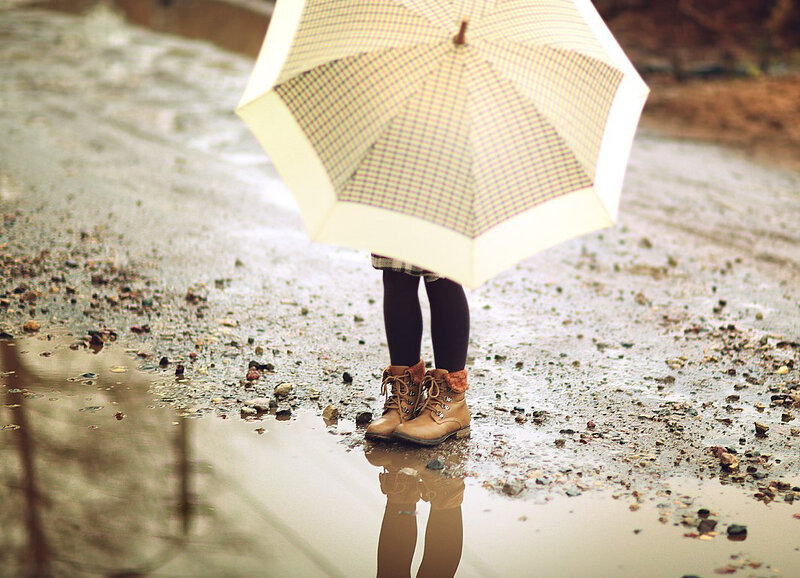 Person with Umbrella — Brown, Calm
