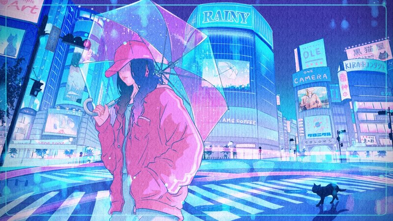 Person with Umbrella in City