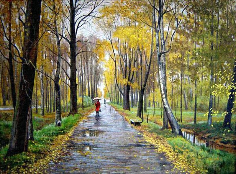 Person with Umbrella in Park