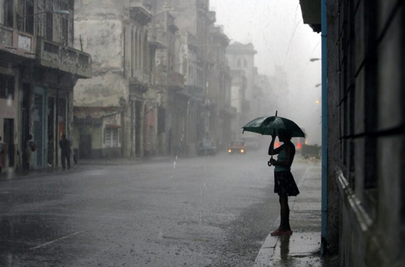 Person with Umbrella in Rain — Gray, Dreary