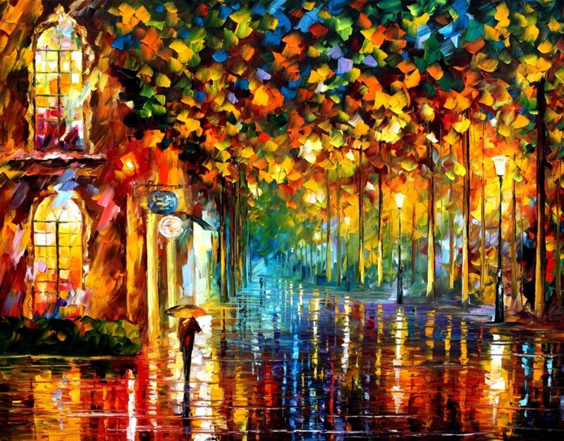 Person with Umbrella in Rain — Yellow