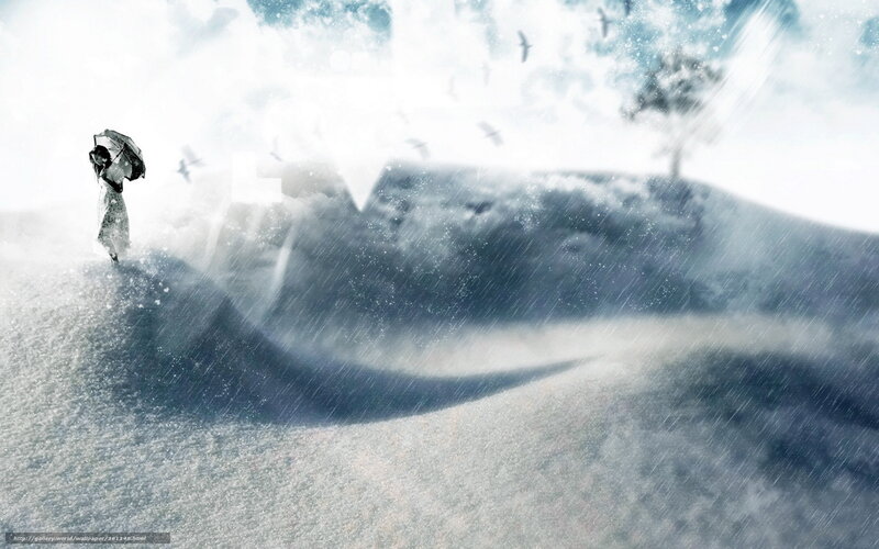 person with umbrella in storm