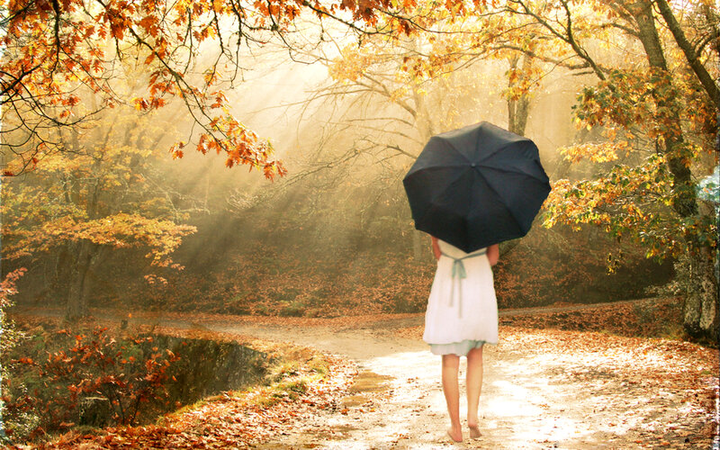 Person with Umbrella — Orange