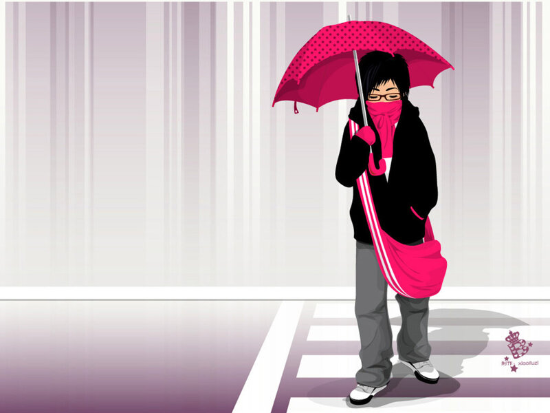 Person with Umbrella — Pink