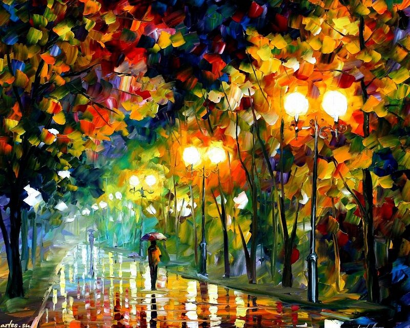 Person with Umbrella Walking — Yellow