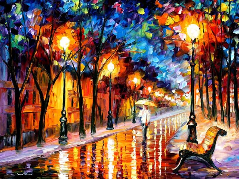 Person with Umbrella Walking — Yellow, Vibrant