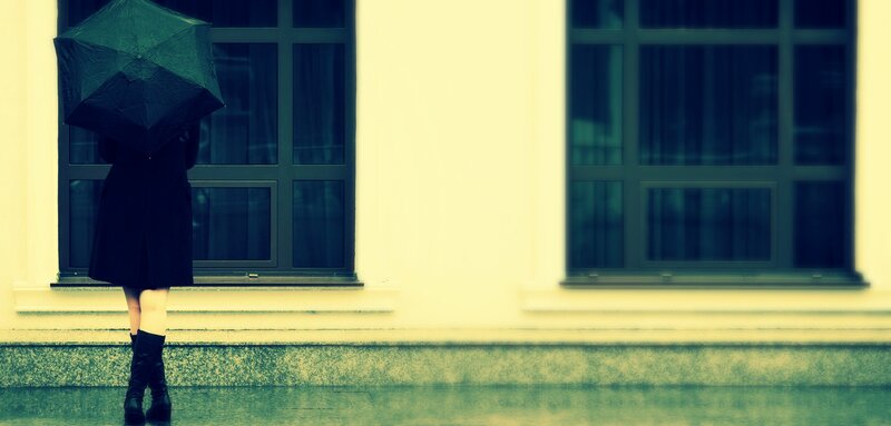 Person with Umbrella — Yellow, Melancholic