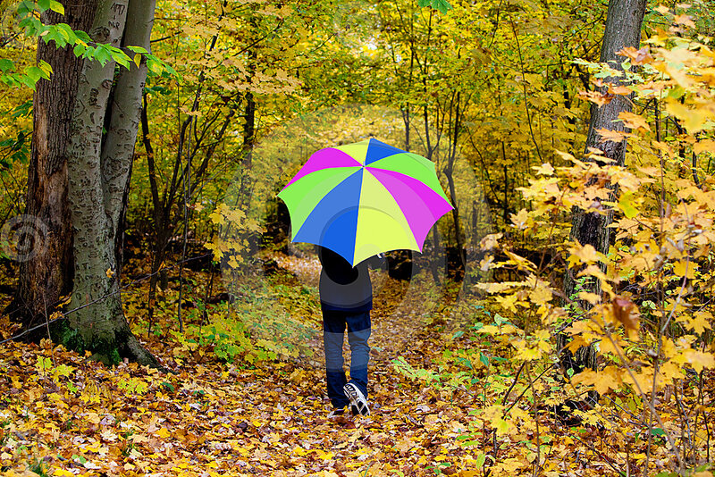 Person with Umbrella — Yellow