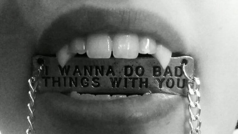 Person with Vampire Fangs — Black