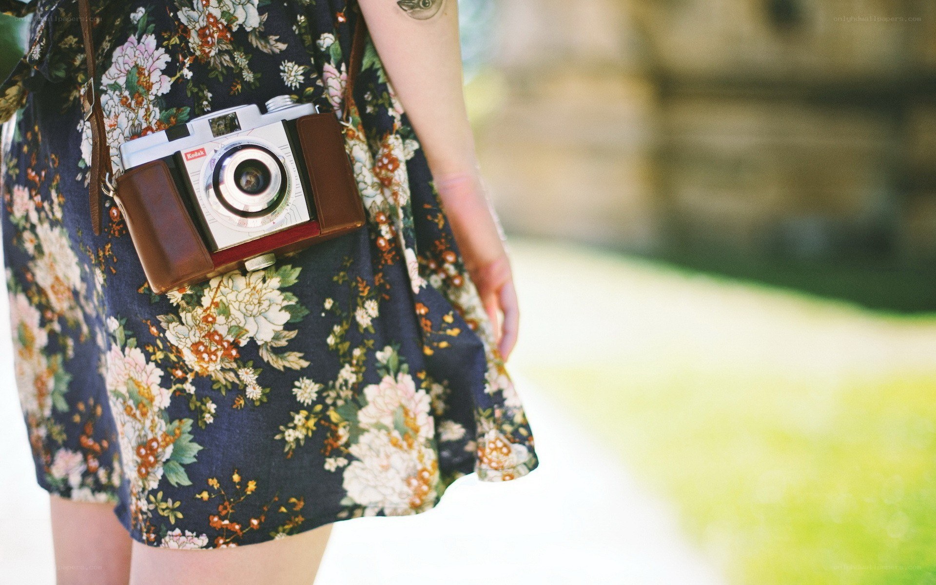 person with vintage camera