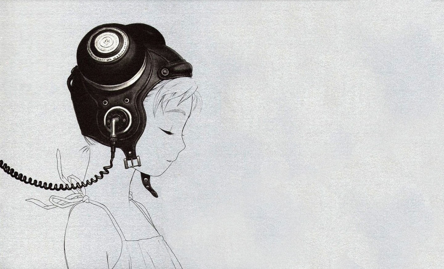 person with vintage headset