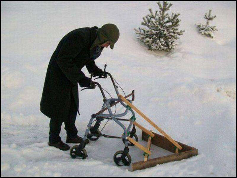Person with Walker in Snow