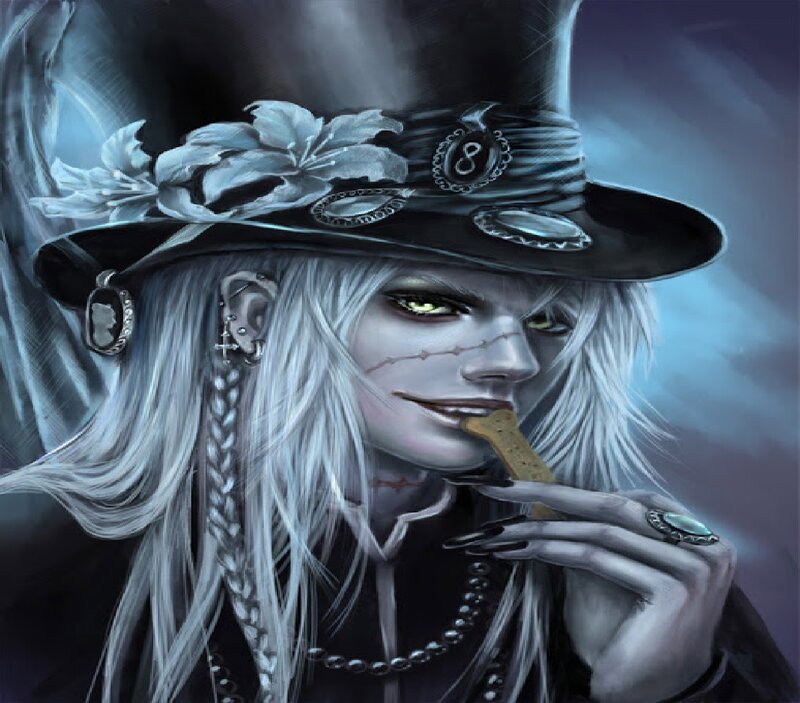 Person with White Hair — Black, Dramatic, Digital Art