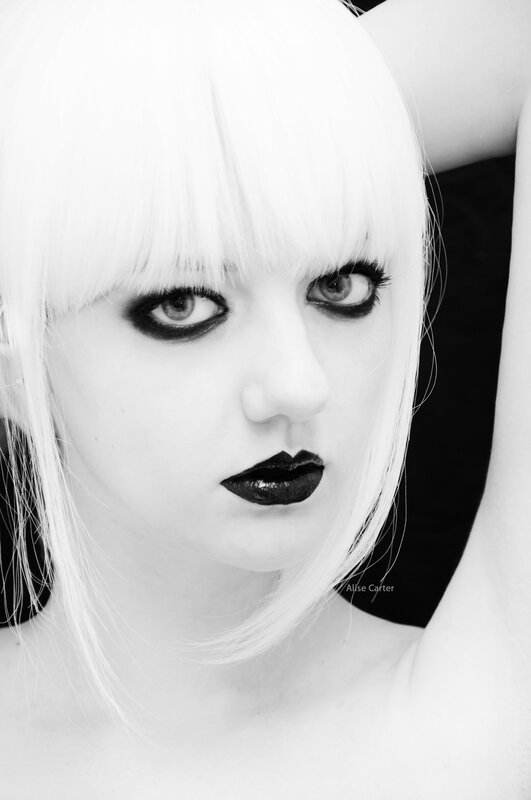 Person with White Hair — Black, Dramatic, Photograph, White Hair
