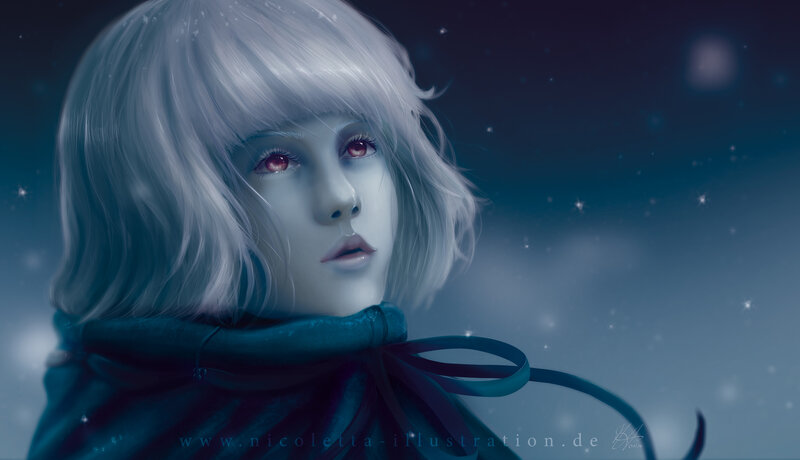 Person with White Hair — Blue, Dramatic