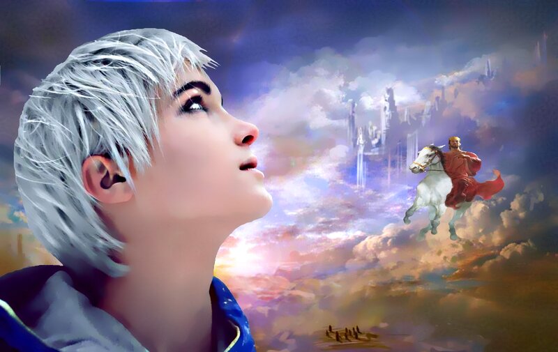 Person with White Hair — Blue, Dreamy