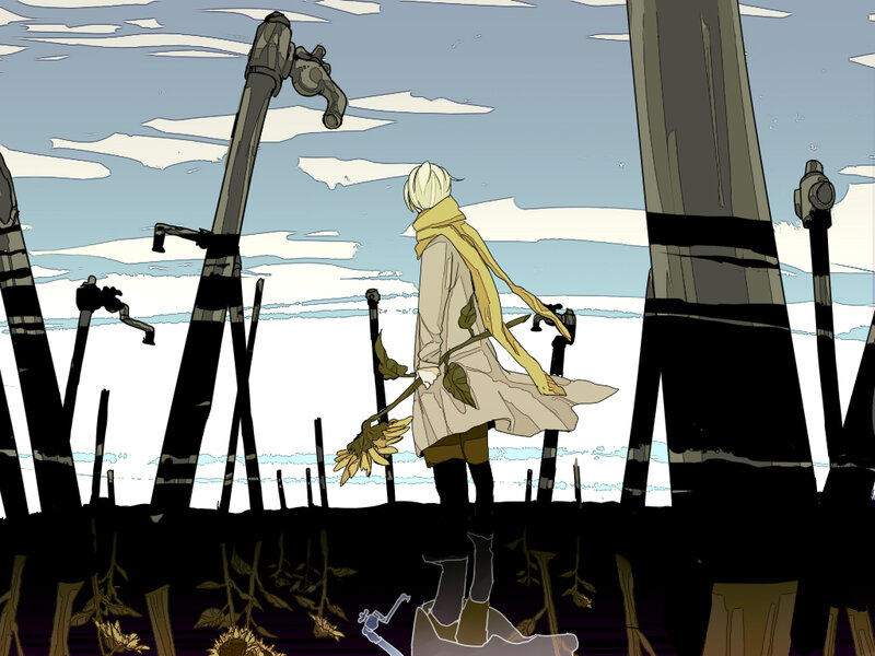Person with White Hair — Blue, Melancholic