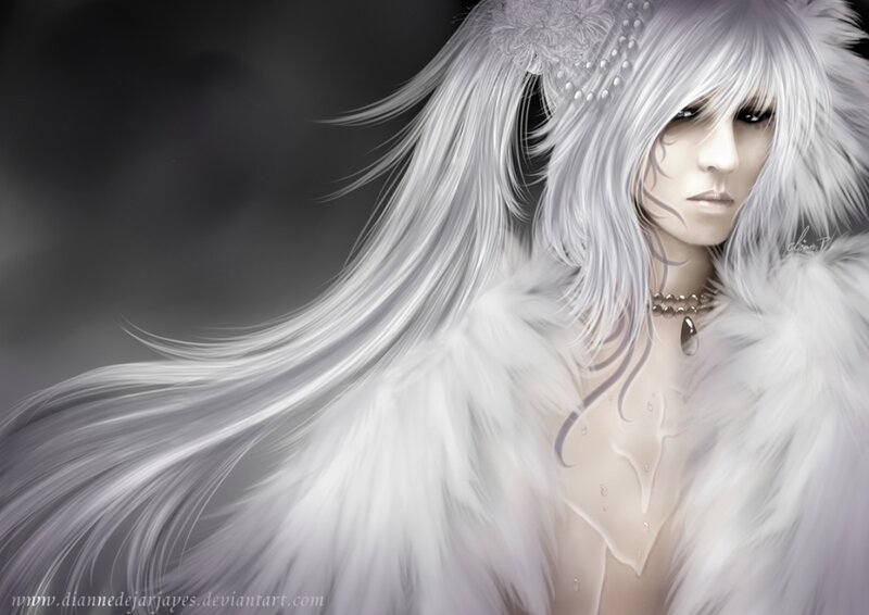 Person with White Hair — Dramatic, Digital Art, Fur Coat
