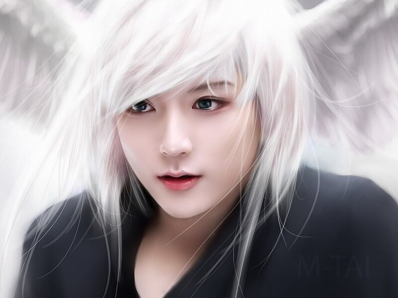 Person with White Hair — Dramatic, Digital Art, Wings