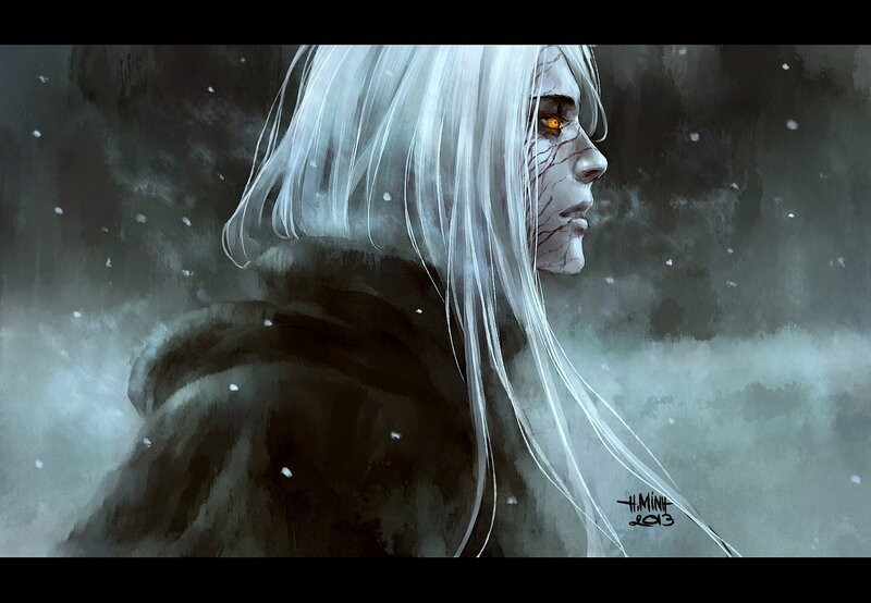 Person with White Hair — Gray, Dramatic