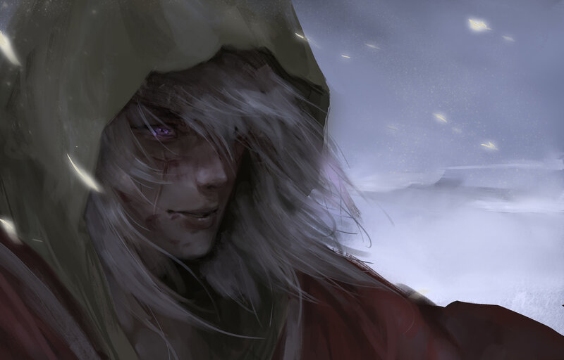 Person with White Hair — Gray, Dramatic, Winter