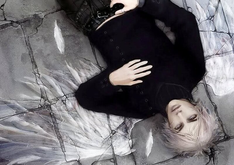 Person with White Hair Lying