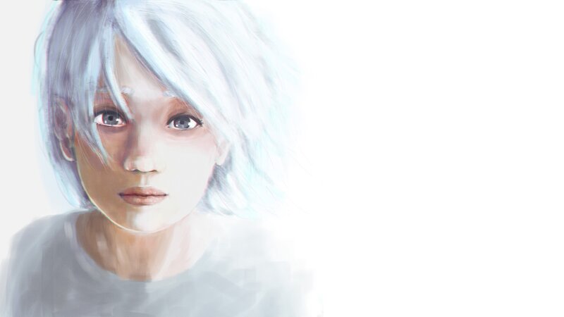 Person with White Hair — Neutral, Digital Art