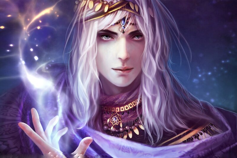 Person with White Hair — Purple