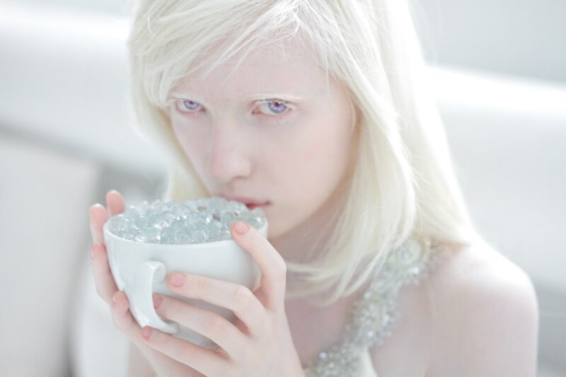 Person with White Hair — Serene, Photograph, Cup