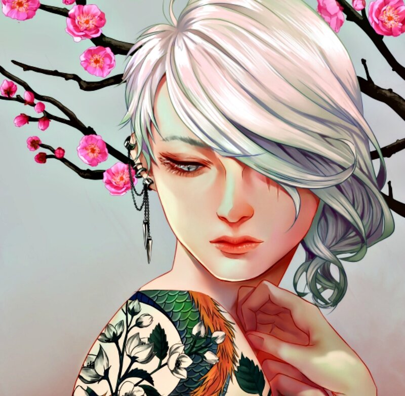 Person with White Hair — Serene, Spring
