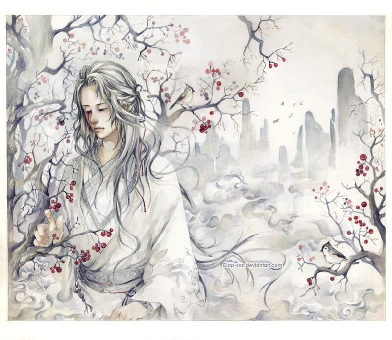 Person with White Hair — Serene, Winter