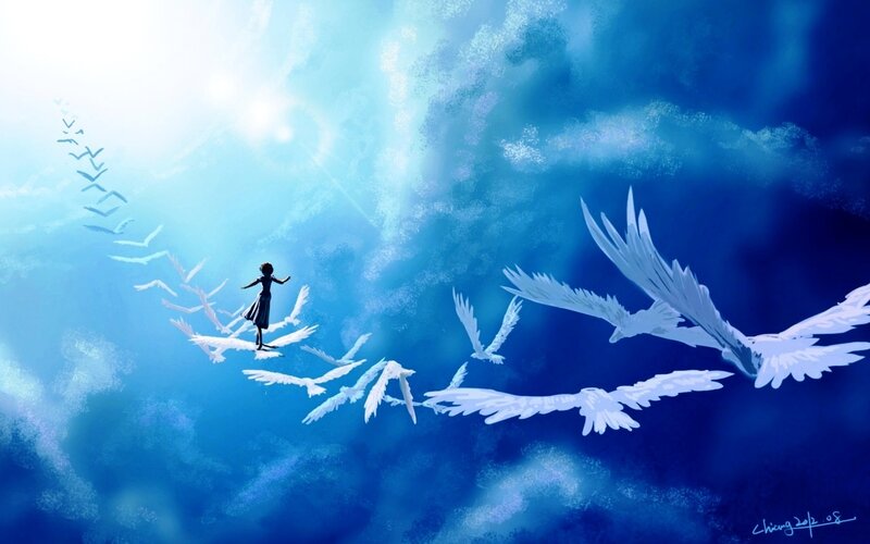 Person with White Wings — Blue