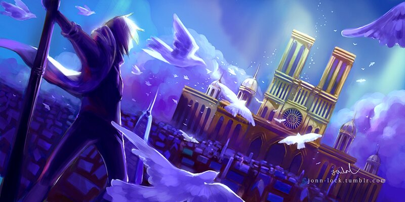 Person with White Wings — Purple