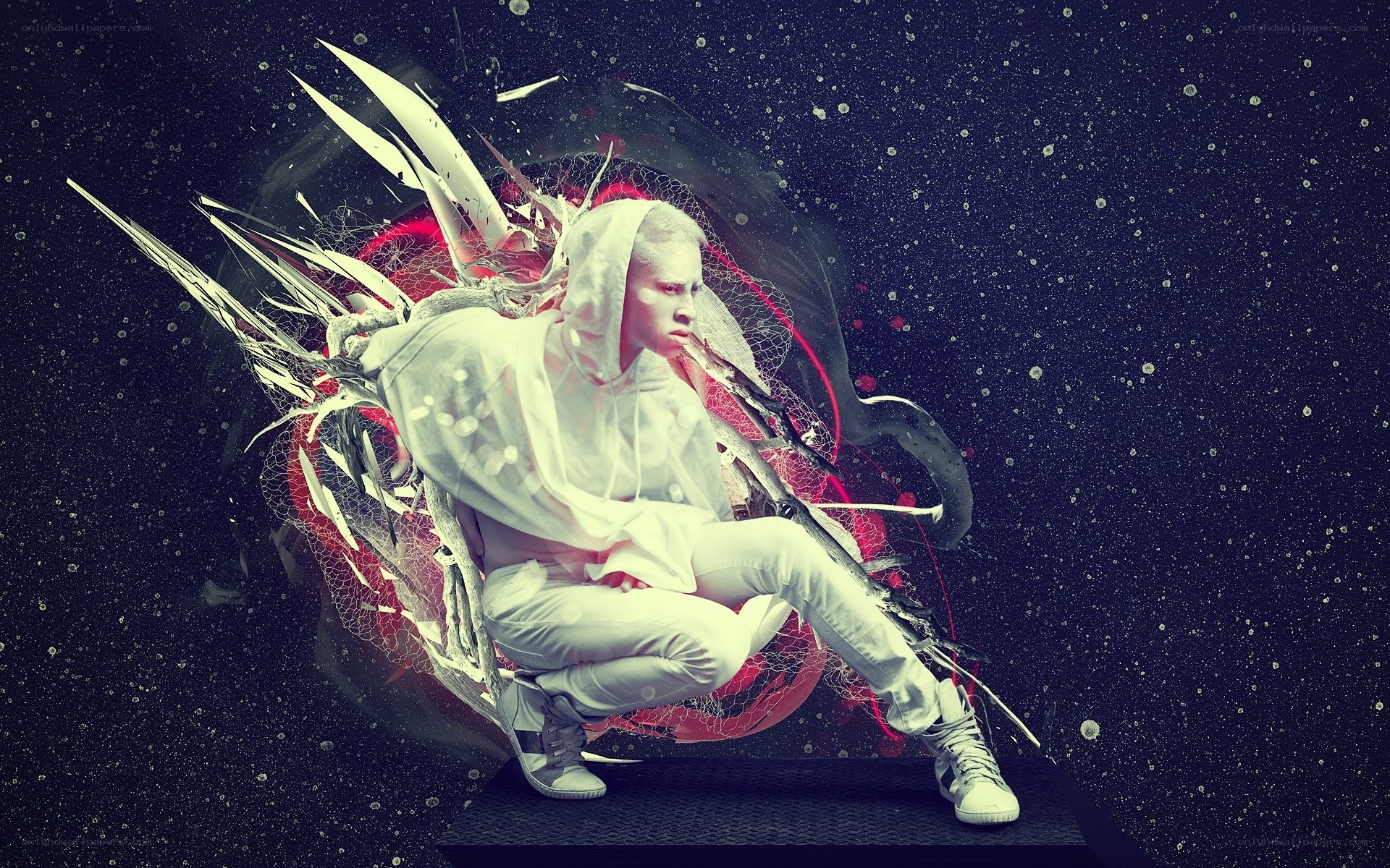 person with white wings