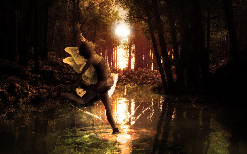 Person with Wings in Forest