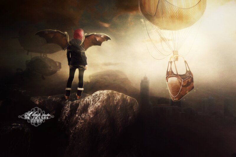 Person with Wings on Cliff