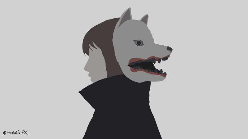 Person with Wolf Mask — Gray