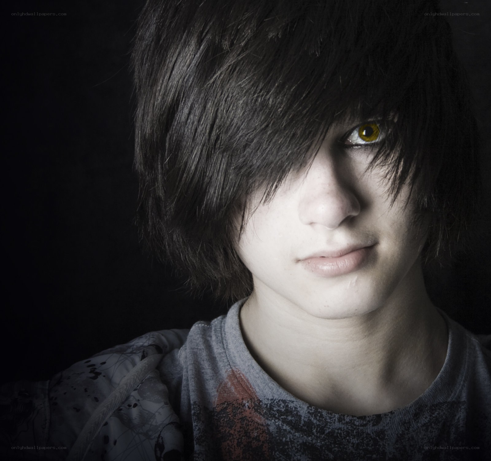 person with yellow eyes