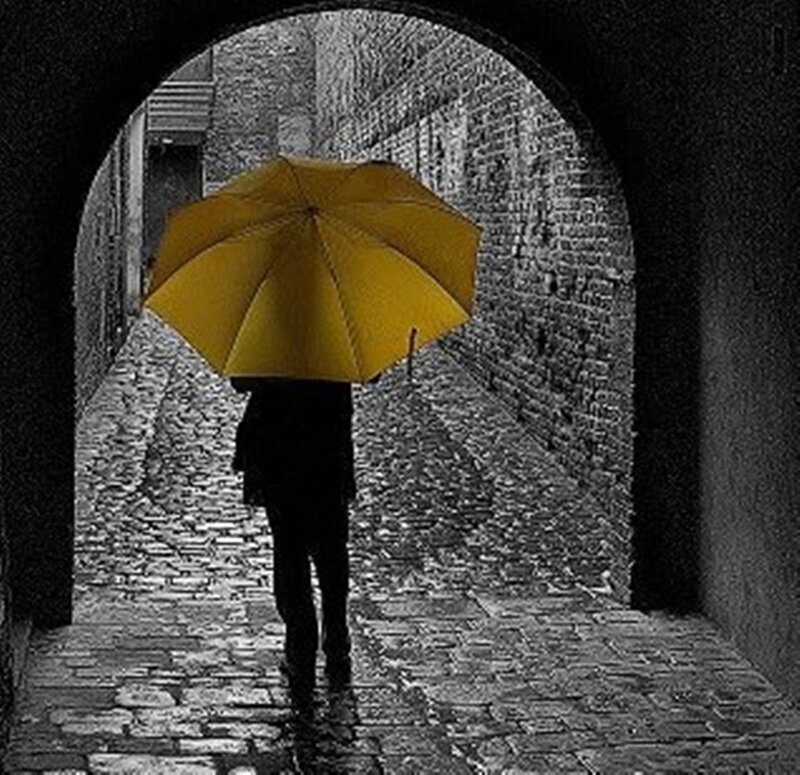 Person with Yellow Umbrella