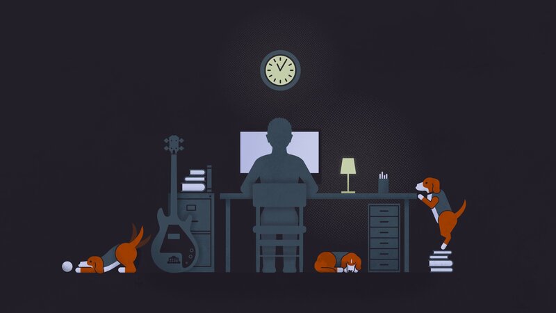 Person Working at Desk — Black