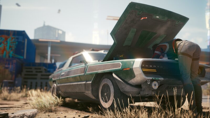 Person Working on Car — Green