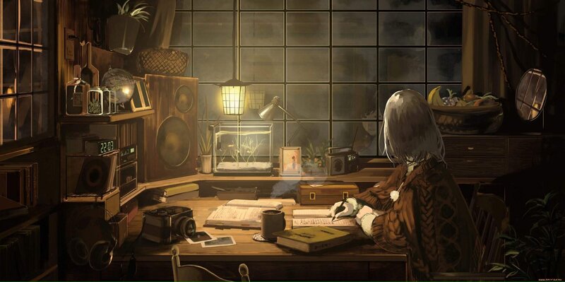 Person Writing at Desk — Brown, Calm