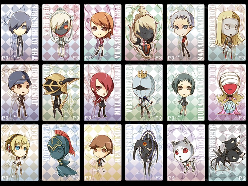 Persona 3 chibi character cards