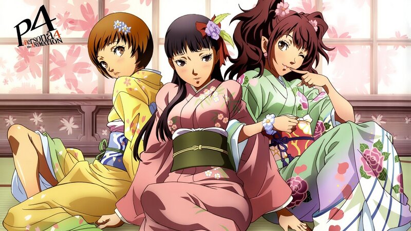 Persona 4 anime characters in kimonos
