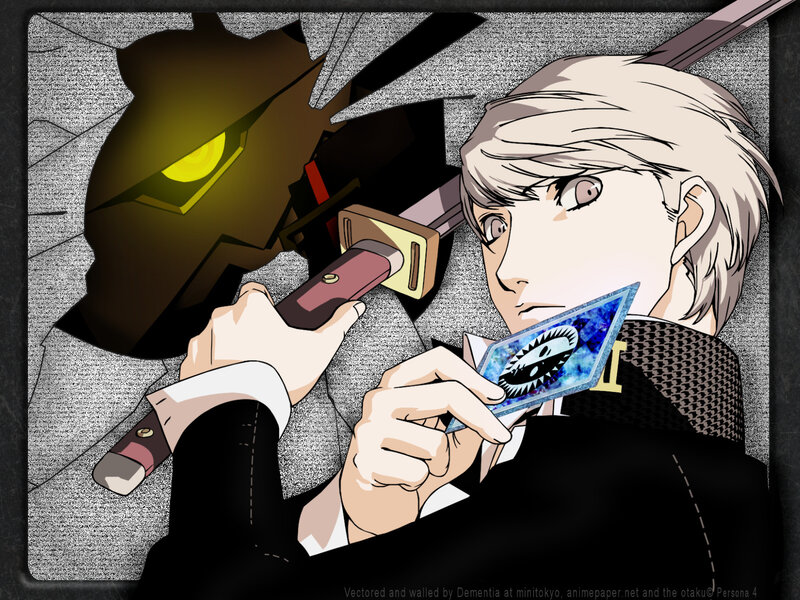 Persona 4 character with card